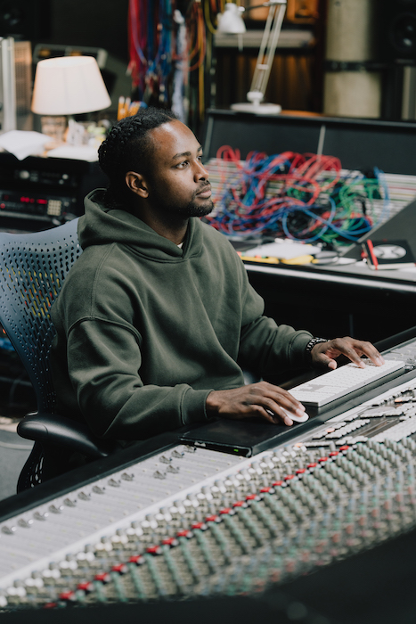 DuVaughn Beckford at a recording console